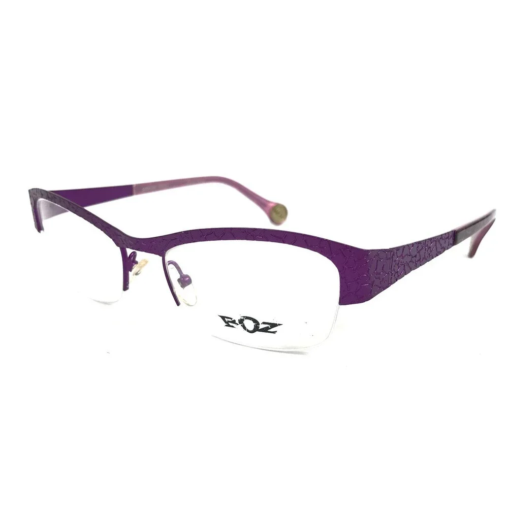 BOZ Eyeglasses Frames VIM 7070 Purple Cracked Earth Pattern Crystals 52-18-135